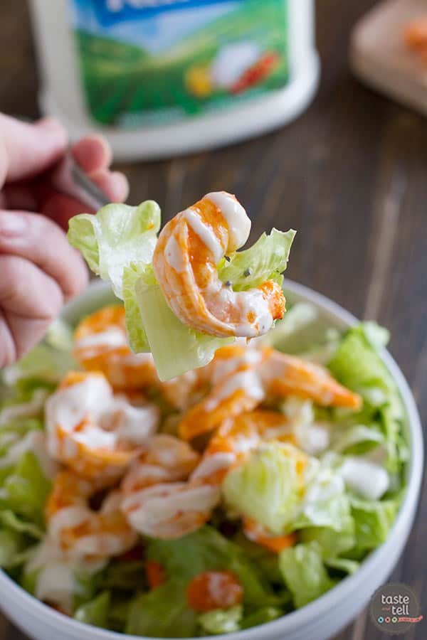 Buffalo Ranch Shrimp Salad - a super fast and flavorful lunch idea.