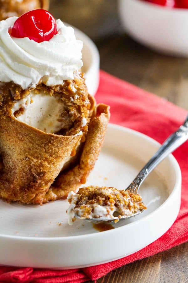 Fried Ice Cream With Cinnamon Tortilla Bowls Taste And Tell