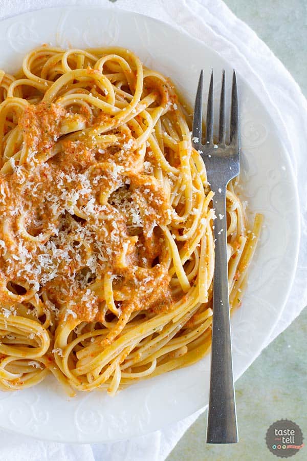 Roasted Red Pepper Pesto Linguine Recipe