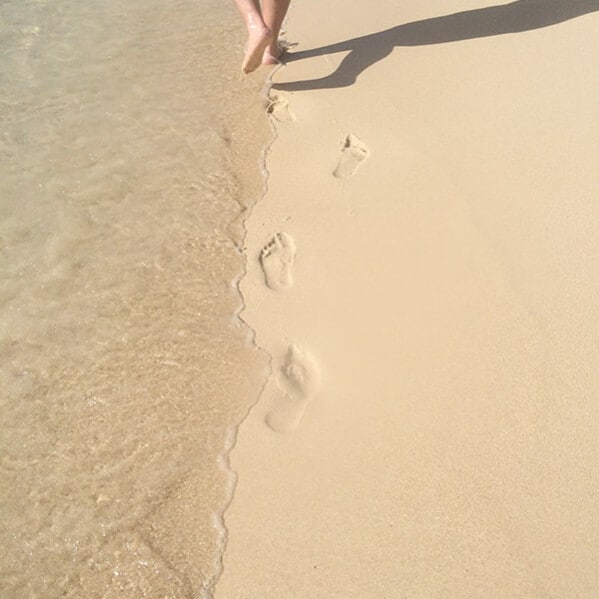 Walking on the sand in St. Maarten.