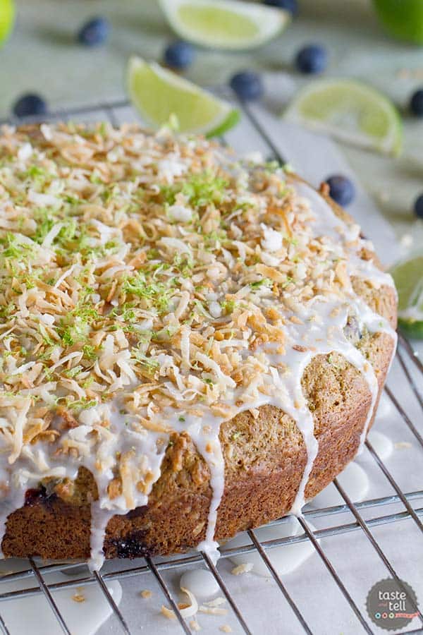 Cake for breakfast? You’d better believe it!  This Blueberry, Lime and Coconut Breakfast Cake is dairy-free, super moist and packed with lots of tropical flavor.