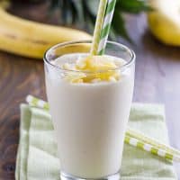 This super simple 3 ingredient Pineapple Banana Smoothie, filled with a tropical punch of flavor, is perfect for whipping up for an easy breakfast or afternoon pick-me-up.