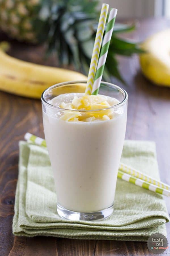 This super simple 3 ingredient Pineapple Banana Smoothie, filled with a tropical punch of flavor, is perfect for whipping up for an easy breakfast or afternoon pick-me-up.