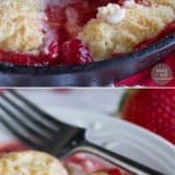Strawberry Cobbler with Cream Cheese with text overlay.