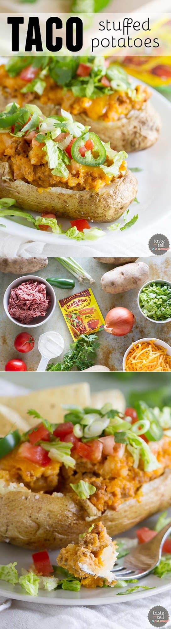 Break away from your normal Taco Tuesday with these Taco Stuffed Potatoes - twice baked potatoes with a southwestern twist!