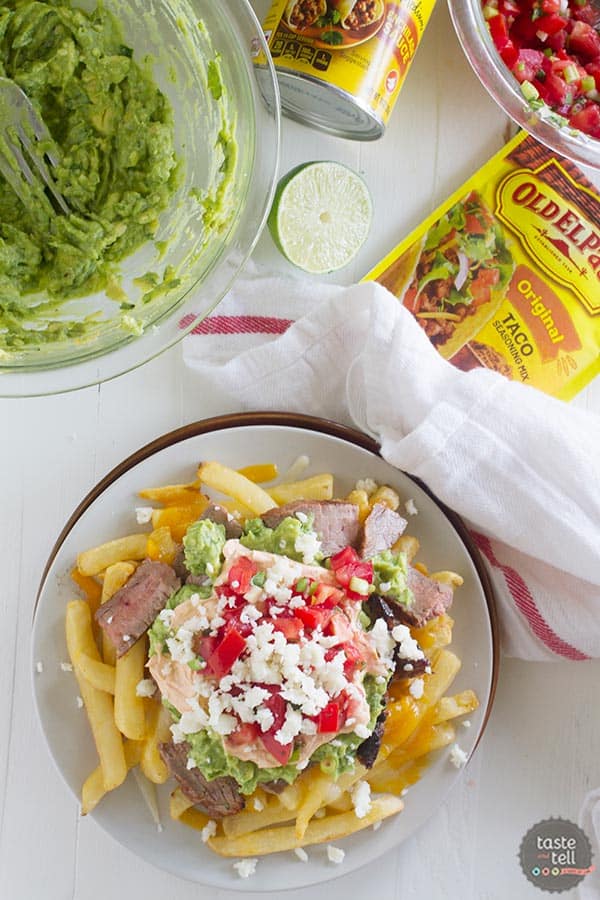 Enchilada Steak Fries - a version of the popular southern California Carne Asada Fries.