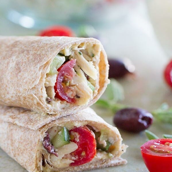 Perfect for a quick lunch or an easy dinner, this Greek Chicken Wrap is full of flavor and low in calories!