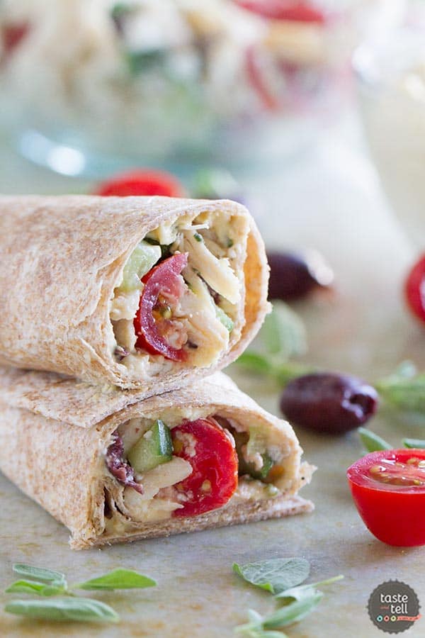 Perfect for a quick lunch or an easy dinner, this Greek Chicken Wrap Recipe is full of flavor and low in calories!