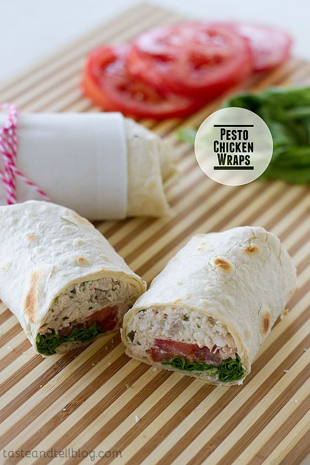 An easy lunch idea, these Pesto Chicken Wraps are delicious and quick.