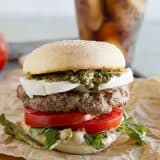 Summer in a burger, this Caprese Burger has all the flavors of a Caprese salad - mozzarella, tomatoes and basil. Plus a review of The Art of the Burger by Jens Fischer.