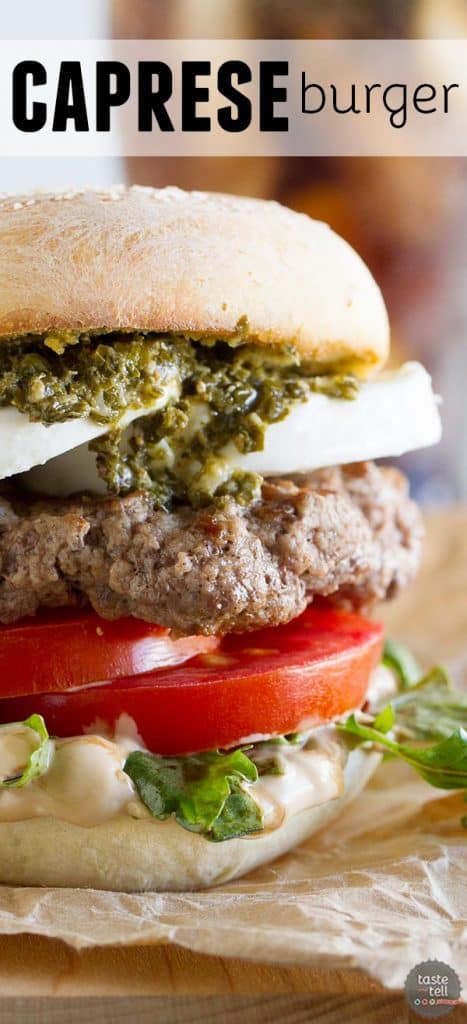 Summer in a burger, this Caprese Burger has all the flavors of a Caprese salad - mozzarella, tomatoes and basil. Plus a review of The Art of the Burger by Jens Fischer.