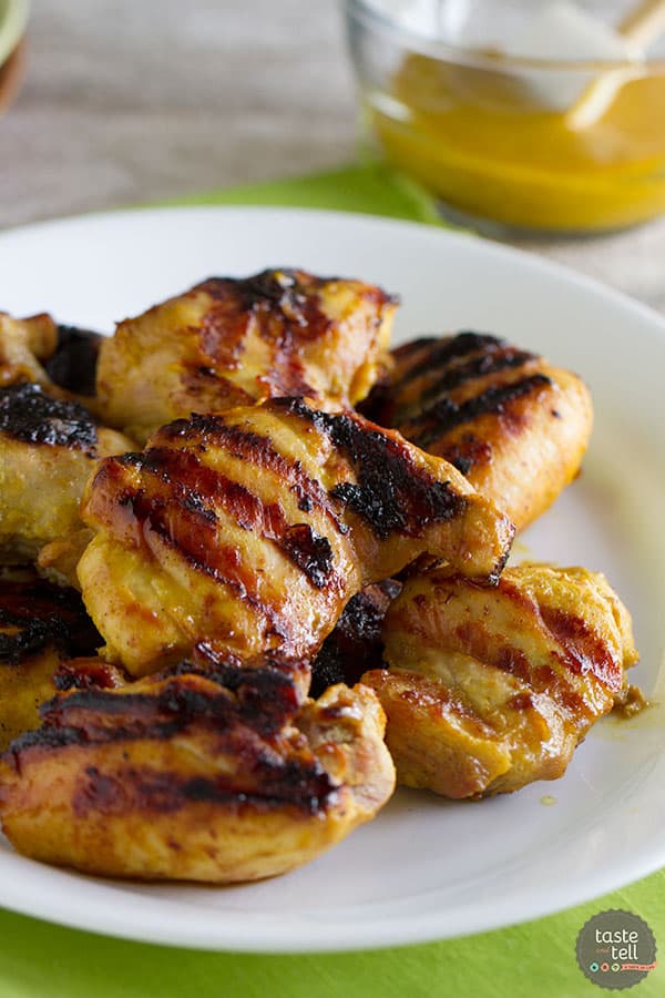 Need dinner on the table in a flash? This Grilled Brown Sugar Mustard Chicken is your answer! Chicken is grilled in a sweet mustard sauce and on the table in 20 minutes.