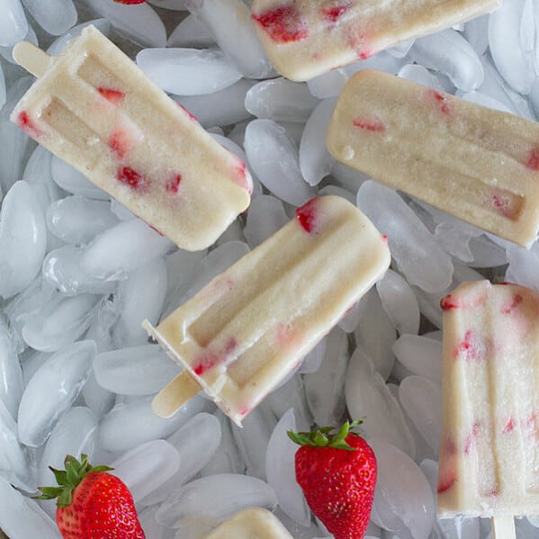 Nothing hits the spot on a hot summer day like one of these Strawberry Banana Cashew Pops! Only 3 ingredients make up these popsicles that the kids (and adults!) will love.