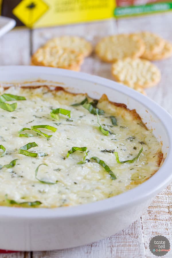Hot and cheesy and totally addictive - this White Cheese Dip is the perfect addition to any pizza night at home!