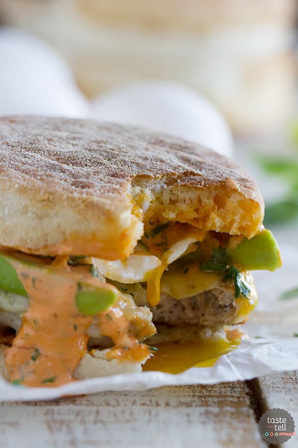 Sausage Breakfast Sandwiches with Sriracha Honey Sauce - Fresh Off The Grid