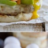 Sausage and Egg Breakfast Sandwich collage.