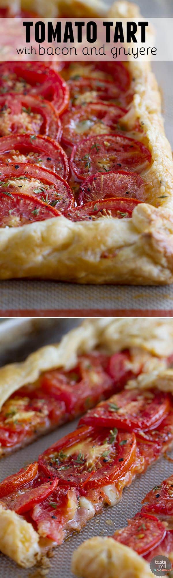 Perfect as a light supper or as a side dish, this Tomato Tart with Bacon and Gruyere is as tasty as it is beautiful!