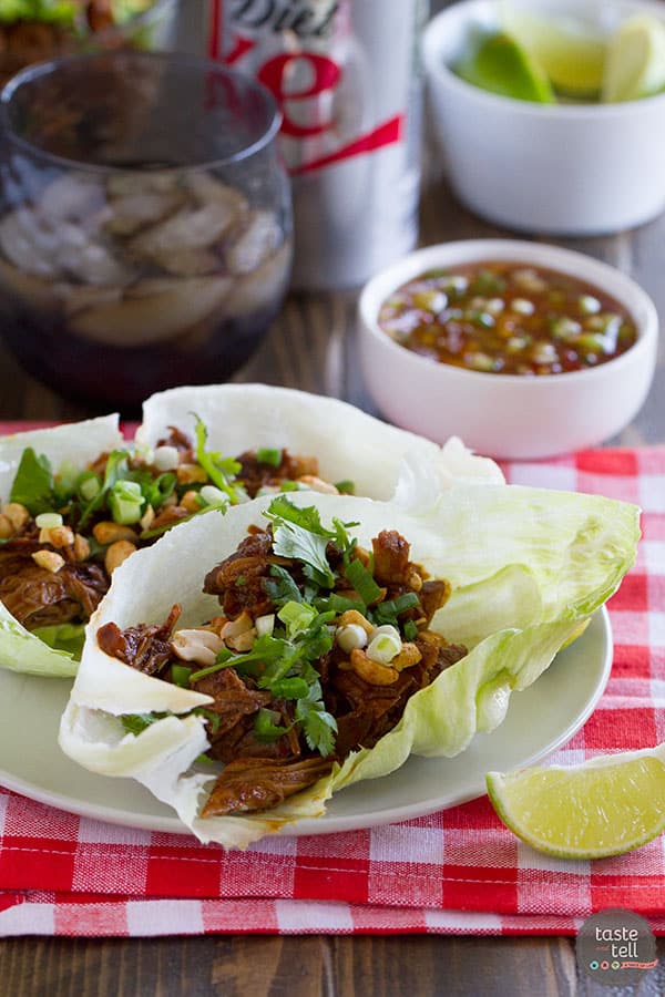 These BBQ Pork Lettuce Cups have pork that is slowly braised in an Asian-inspired bbq sauce, then served on lettuce leaves for a low-carb dinner packed with flavor.