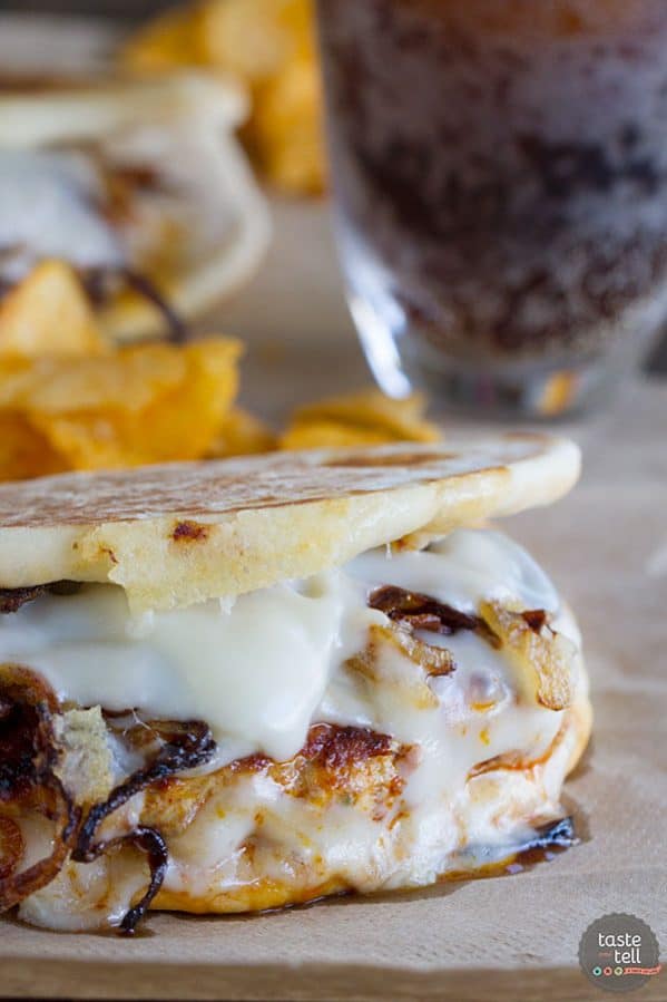 With patties made from ground chicken and chorizo, plus melty Swiss cheese and caramelized onions, these Chicken and Chorizo Patty Melts are sure to be a hit!