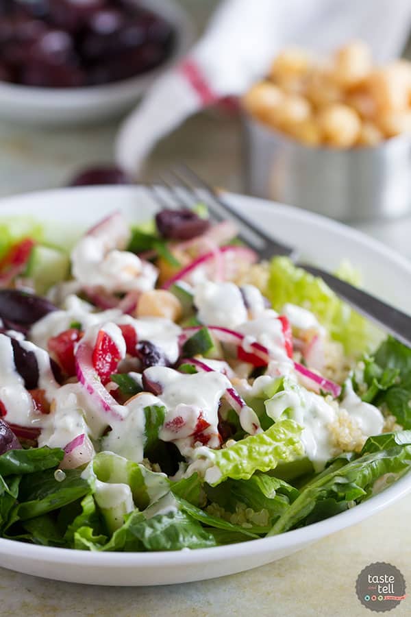 Healthy and full of flavor, this Greek Quinoa Salad is a perfect way to fill up at lunch or for a light dinner.