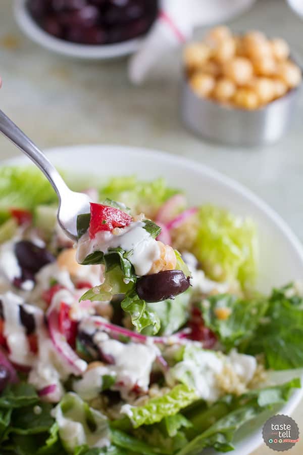 Healthy and full of flavor, this Greek Quinoa Salad is a perfect way to fill up at lunch or for a light dinner.