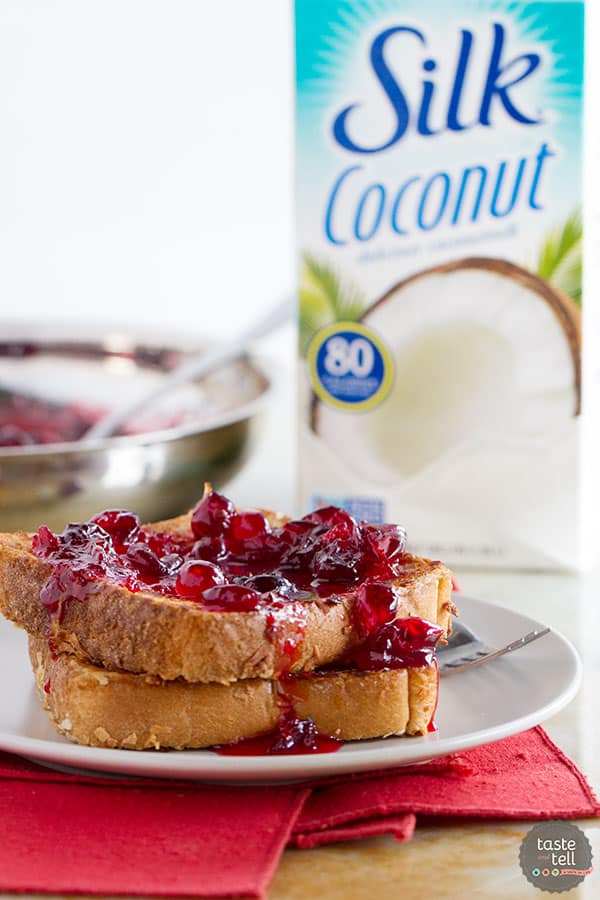 Fancy enough for a holiday, but easy enough for a weekday breakfast, this Coconut Crusted Oven Baked French Toast with Cranberry Syrup is not only stunning, but dairy and egg free as well!