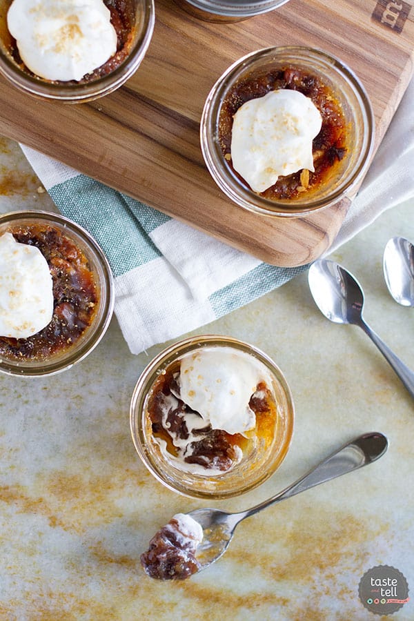 The perfect sweet treat to end a great holiday meal, this Mini Chocolate Pecan Pie in a Jar recipe is also great for a take home gift for your guests.