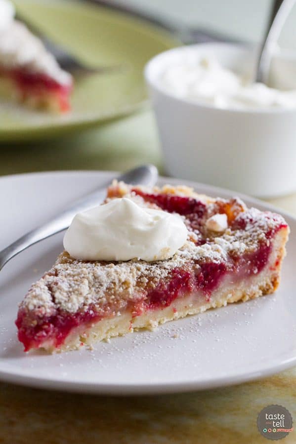 The perfect fall dessert, this Pear and Raspberry Tart takes advantage of ripe, sweet pears and tart raspberries for a beautiful tart that is worthy of company.