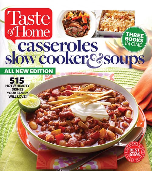 A review of Taste of Home Casseroles, Slow Cooker and Soup, plus a recipe for Tomato Tortellini Soup.