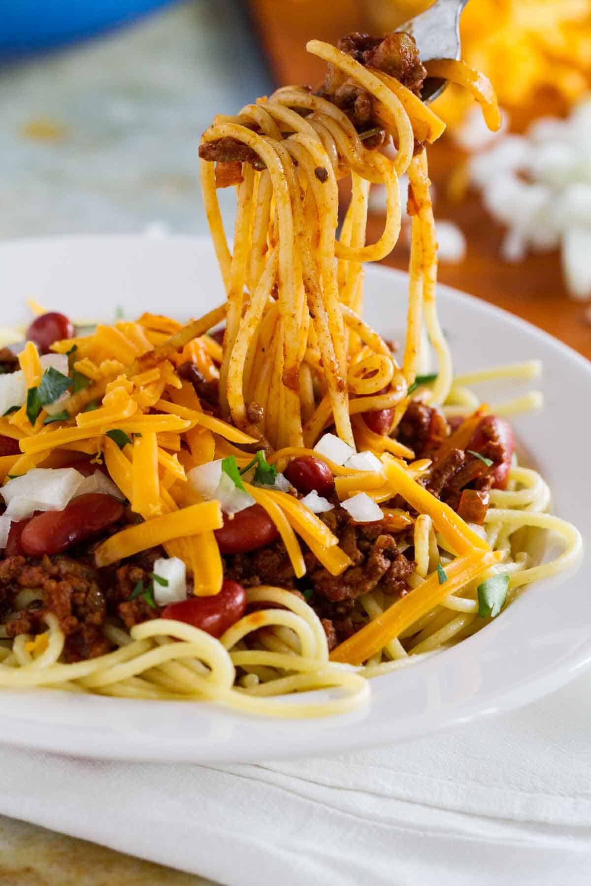 Traditional Cincinnati Chili Recipe with Spaghetti - Taste and Tell