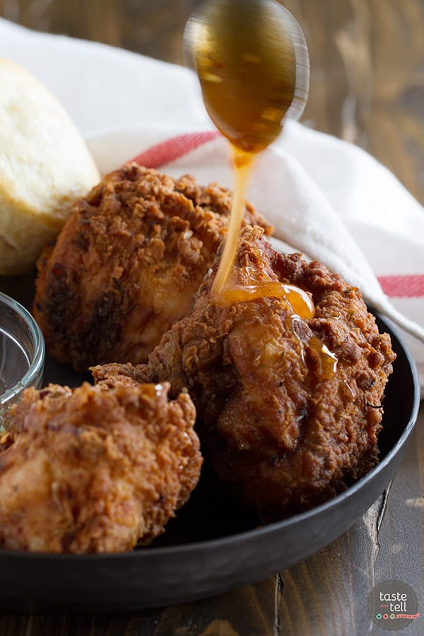 Get ready to have your mind blown - this Honey Fried Chicken with Hot Honey Sauce and Biscuits just may be the moistest, most delicious fried chicken recipe you’ve ever had. Served up with buttermilk biscuits and a sweet and spice Hot Honey Sauce, this is one recipe that is sure to impress.