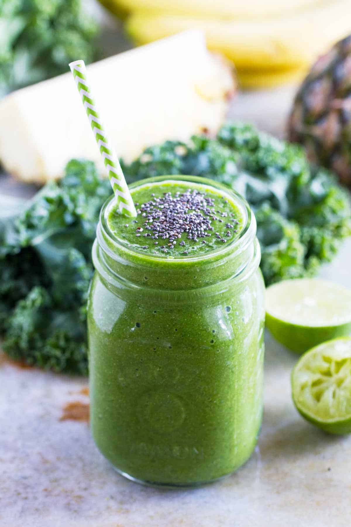 Healthy Pineapple Banana Kale Smoothie Recipe - Taste and Tell