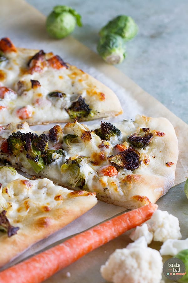 Have a veggie drawer filled with vegetables that are just past their prime? No need to toss them - roast them up for this delicious Roasted Vegetable Pizza with Ranch!