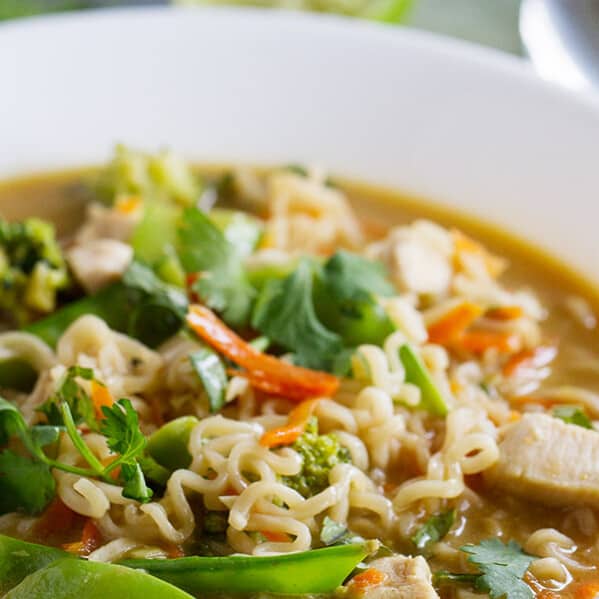 Not your normal chicken noodle soup, this Asian Chicken Noodle Soup combines chicken, lots of veggies and ramen noodles in an Asian-inspired broth. This is a sure way to warm your belly!