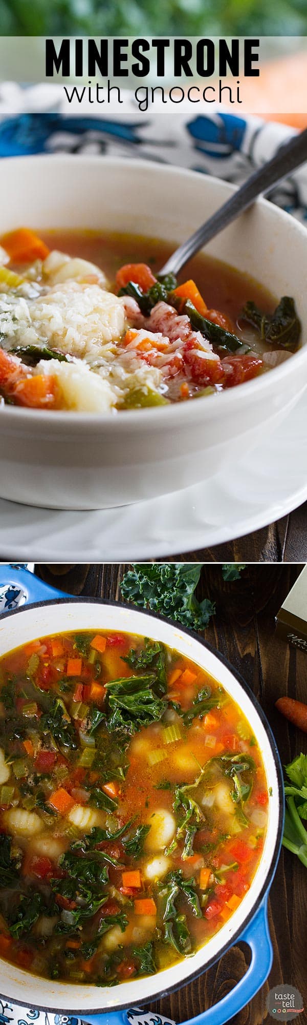 This vegetable minestrone recipe has an addition of gnocchi for a heartier, comforting soup recipe. This Minestrone Recipe with Gnocchi is perfect for any cool night!