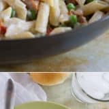 One Pan Pasta with Bacon and Peas - Taste and Tell