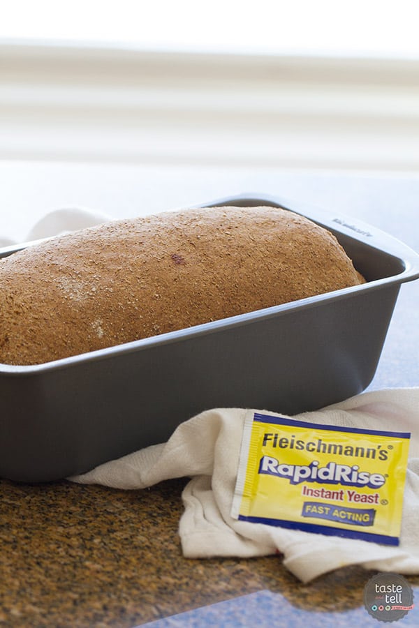 Loaf of Whole Wheat Cinnamon Swirl Bread in a bread pan