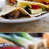 A great way to get your veggies in, these Roasted Veggie Quesadillas are a great way to clean out the veggie drawer to make a lunch or dinner that won’t leave you missing the meat!