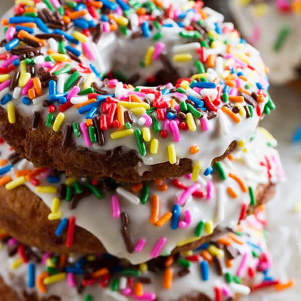 Nothing says celebrate more than this Homemade Funfetti Cake Donut Recipe! Cake donuts are perfectly crisp on the outside and soft on the inside and filled with sprinkles. Add more sprinkles to the top to make the even more festive!