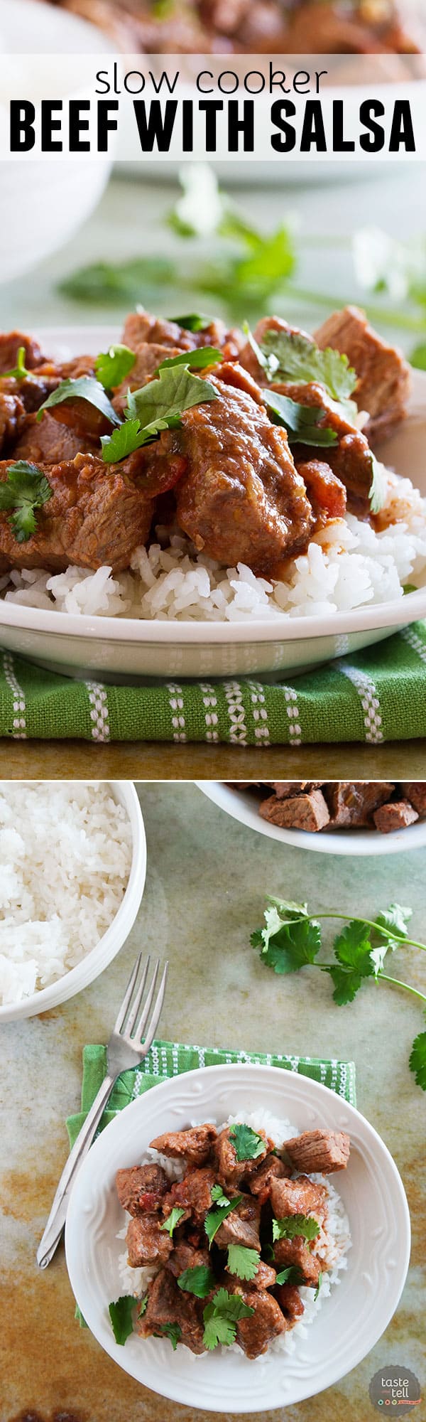 It’s so easy, you won’t believe how much flavor is packed into this Slow Cooker Beef with Salsa!