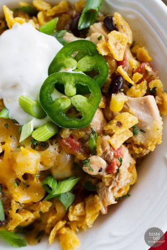Slow Cooker Cheesy Chicken and Frito Casserole - Taste and Tell