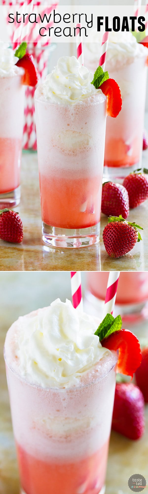 Root beer floats - move aside! These Strawberry Cream Floats are sweet and creamy and irresistible and perfect for a warm day.