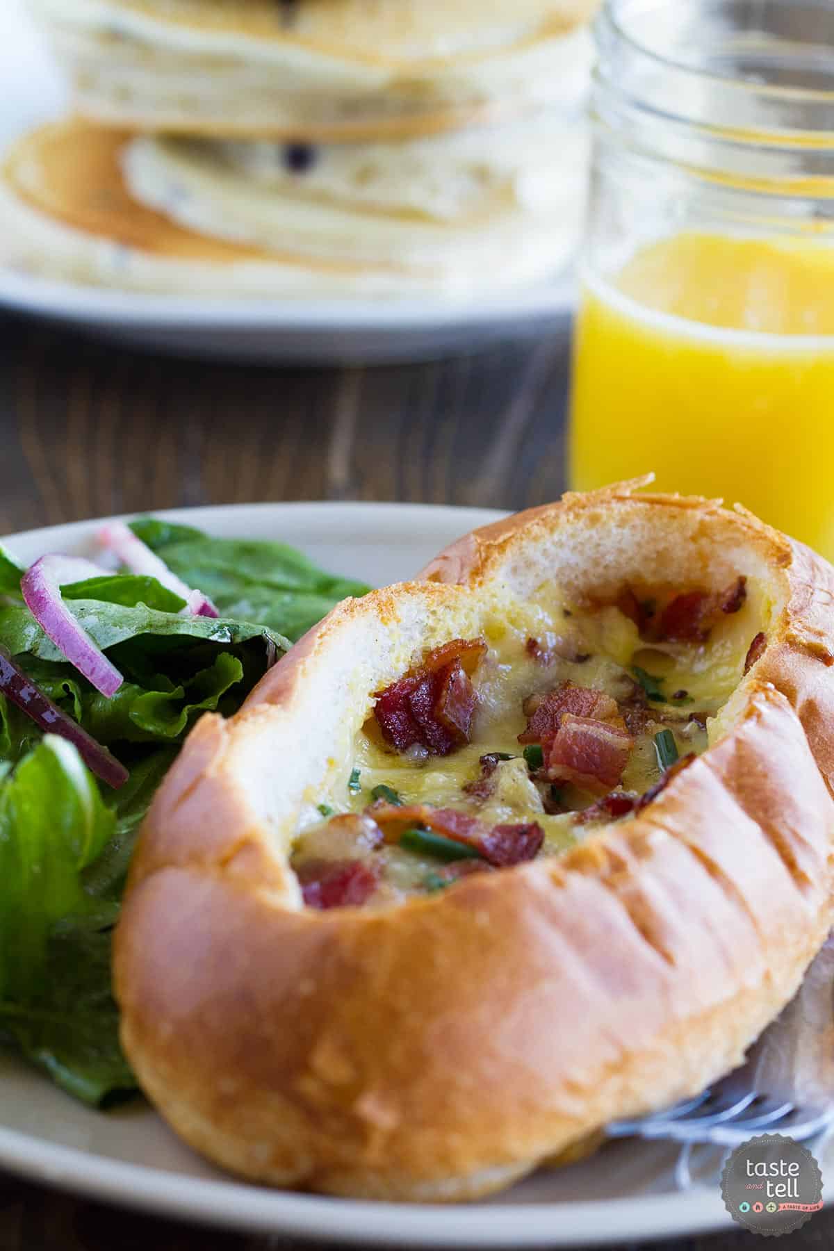 Perfect for breakfast or brunch, these Baked Egg, Bacon and Cheese Boats are a cinch to throw together and are filling and delicious.