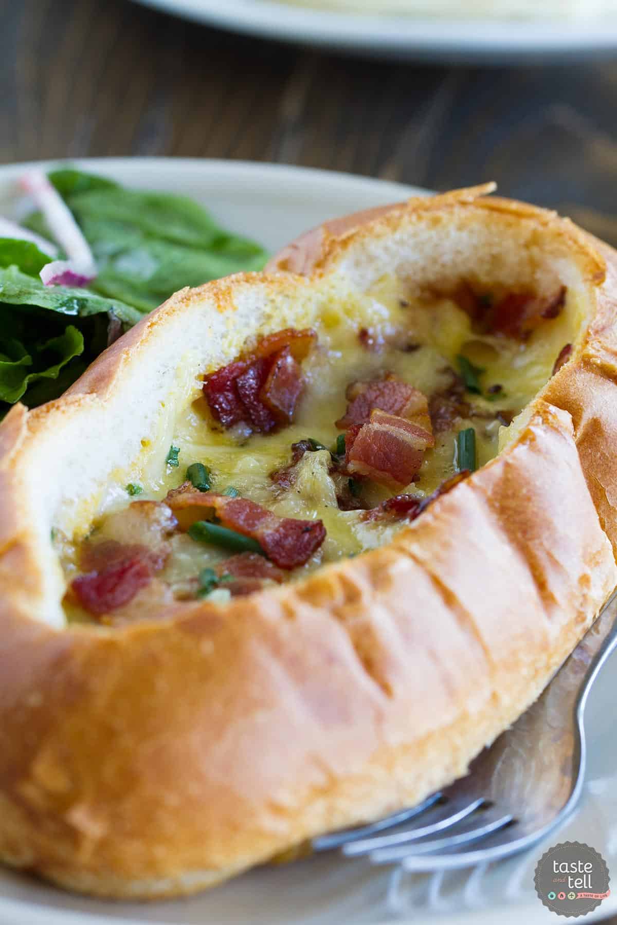 Perfect for breakfast or brunch, these Baked Egg, Bacon and Cheese Boats are a cinch to throw together and are filling and delicious.