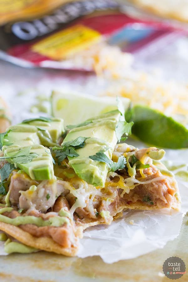 An easy Mexican dinner at home, these Chicken Tostadas with Poblano Cream Sauce have tons of flavor and are perfect for a weeknight. My family loved these!