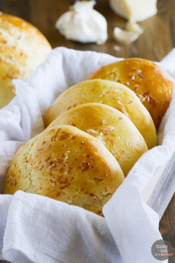 Take your burger to the next level with these Garlic Parmesan Brioche Buns. Rich, buttery brioche hamburger buns are filled with garlic and parmesan, turning your ordinary burger night into something special.