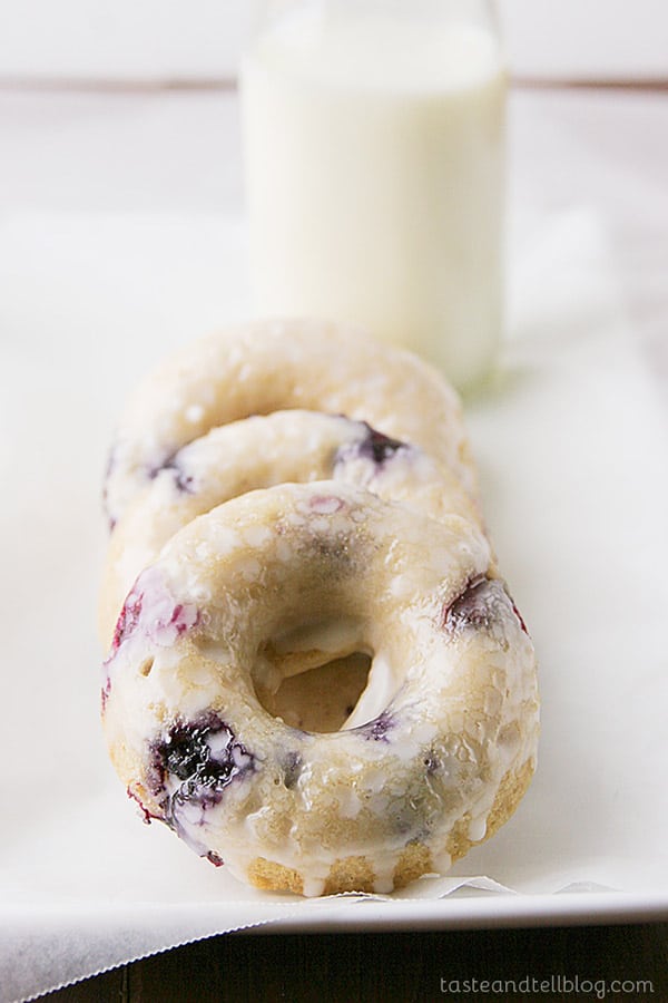 These Blueberry Cherry Baked Donuts are filled with fresh blueberries and cherries and super easy because they are baked instead of fried!