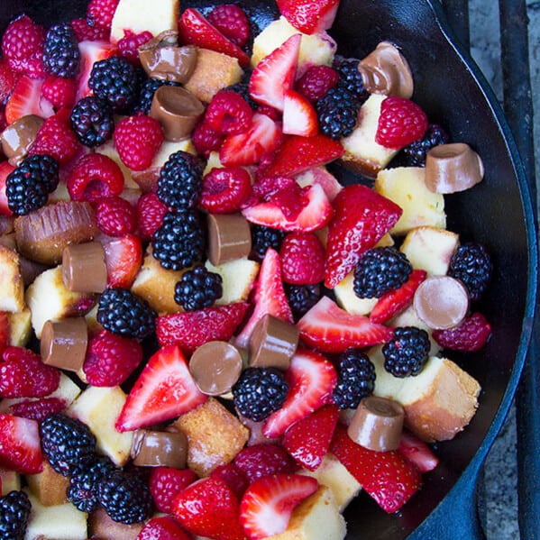 Need an easy camping dessert? It doesn’t get easier than this Pound Cake and Berry Campfire Skillet Dessert. Just a few simple ingredients and dessert is served.