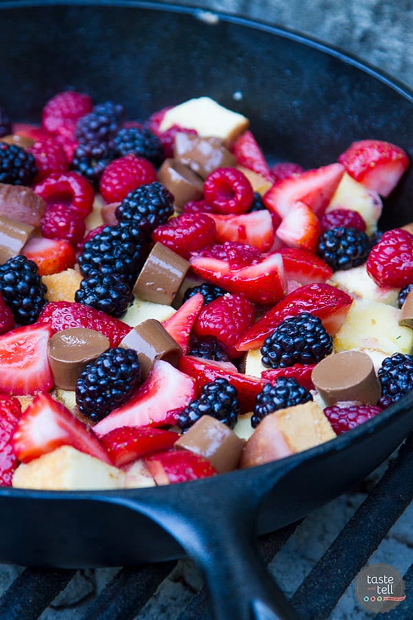 Need an easy camping dessert? It doesn’t get easier than this Pound Cake and Berry Campfire Skillet Dessert. Just a few simple ingredients and dessert is served.