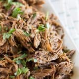 Tender and flavorful, this pressure cooker Chipotle Shredded Beef has just the right amount of spice and is perfect for tacos or burritos. And you can’t beat the cooking time!